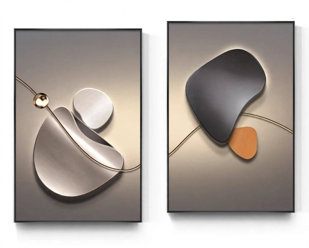 Modern Abstract Shapes Wall Art Set of 2