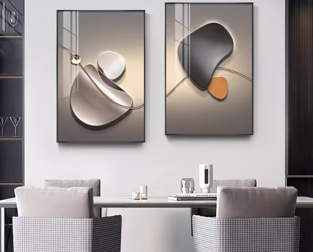 Modern Abstract Shapes Wall Art Set of 2