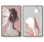 Blush Feather Woman Wall Art Set of 2