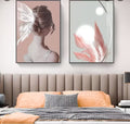 Blush Feather Woman Wall Art Set of 2