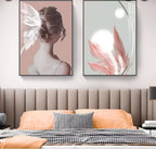Blush Feather Woman Wall Art Set of 2