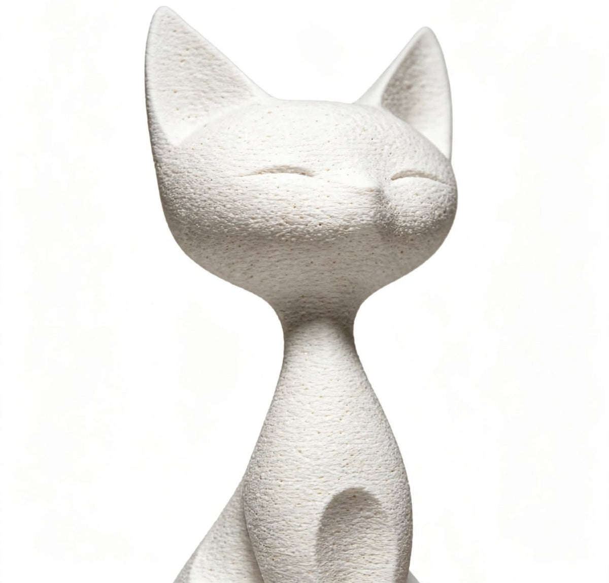 Abstract White Cat Sculpture