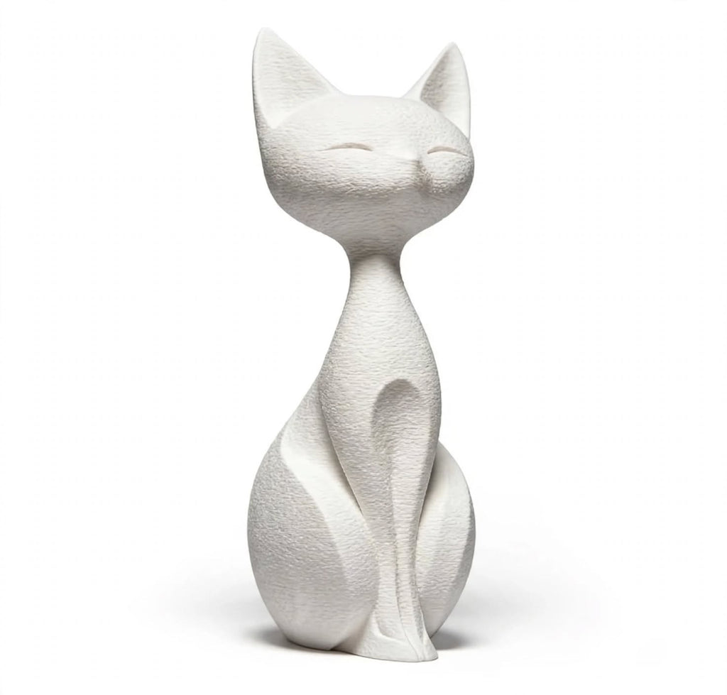 Abstract White Cat Sculpture