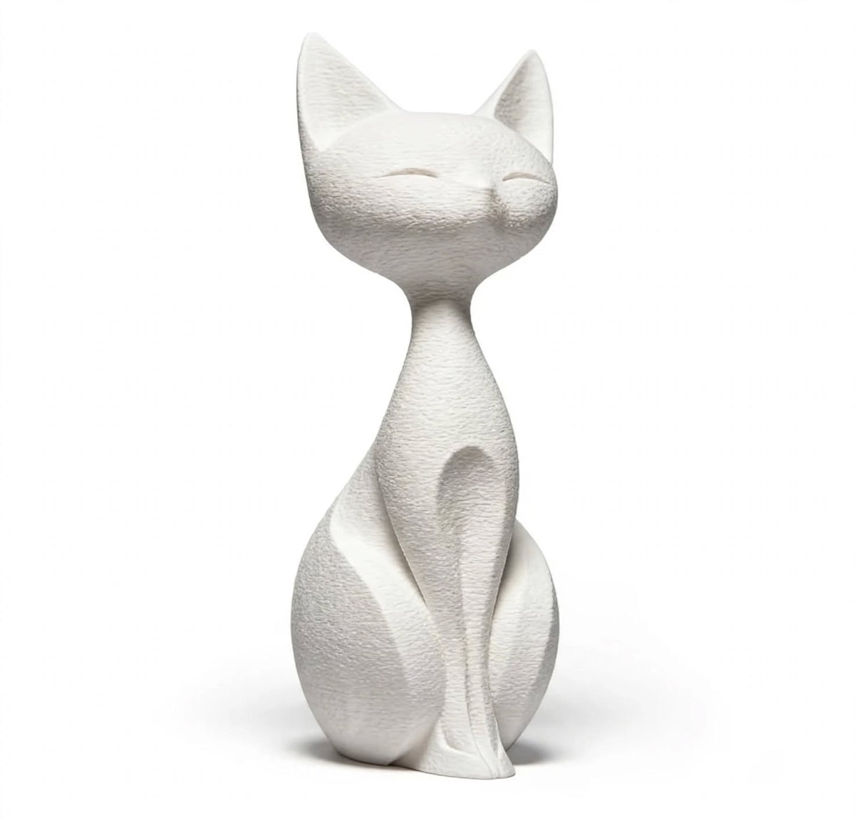 Abstract White Cat Sculpture