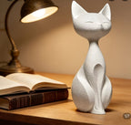 Abstract White Cat Sculpture