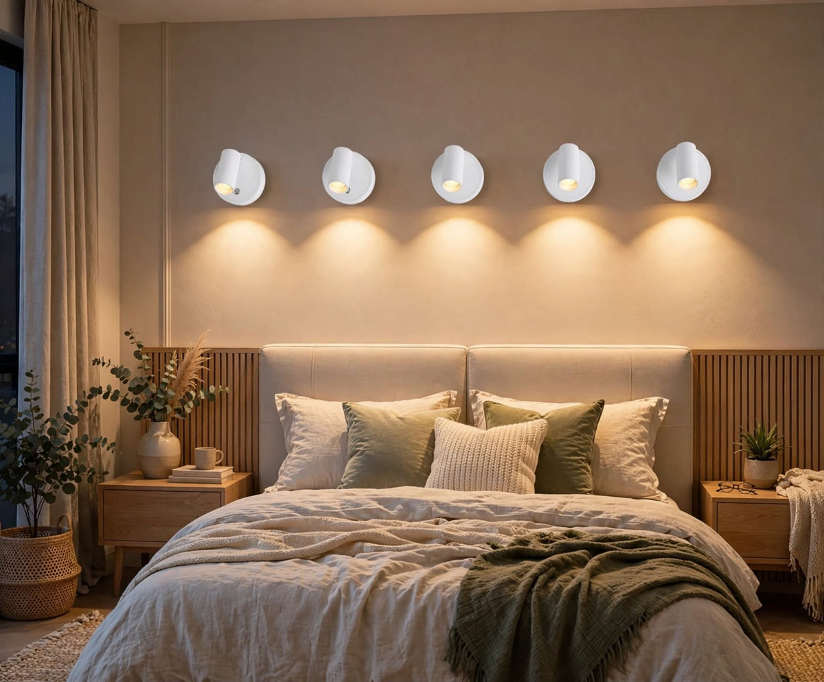 Wireless LED Wall Spotlights with Remote – Set of 5