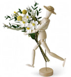 Wooden Mannequin Figure with Dried Flower Bouquet