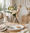 Wooden Mannequin Figure with Dried Flower Bouquet
