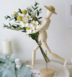 Wooden Mannequin Figure with Dried Flower Bouquet