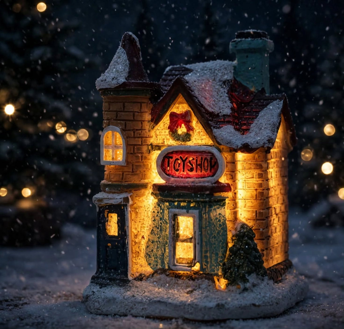 Light-Up Christmas Village Toy Shop
