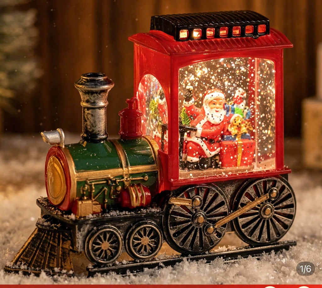 Santa Express Train Glitter Snow Lantern