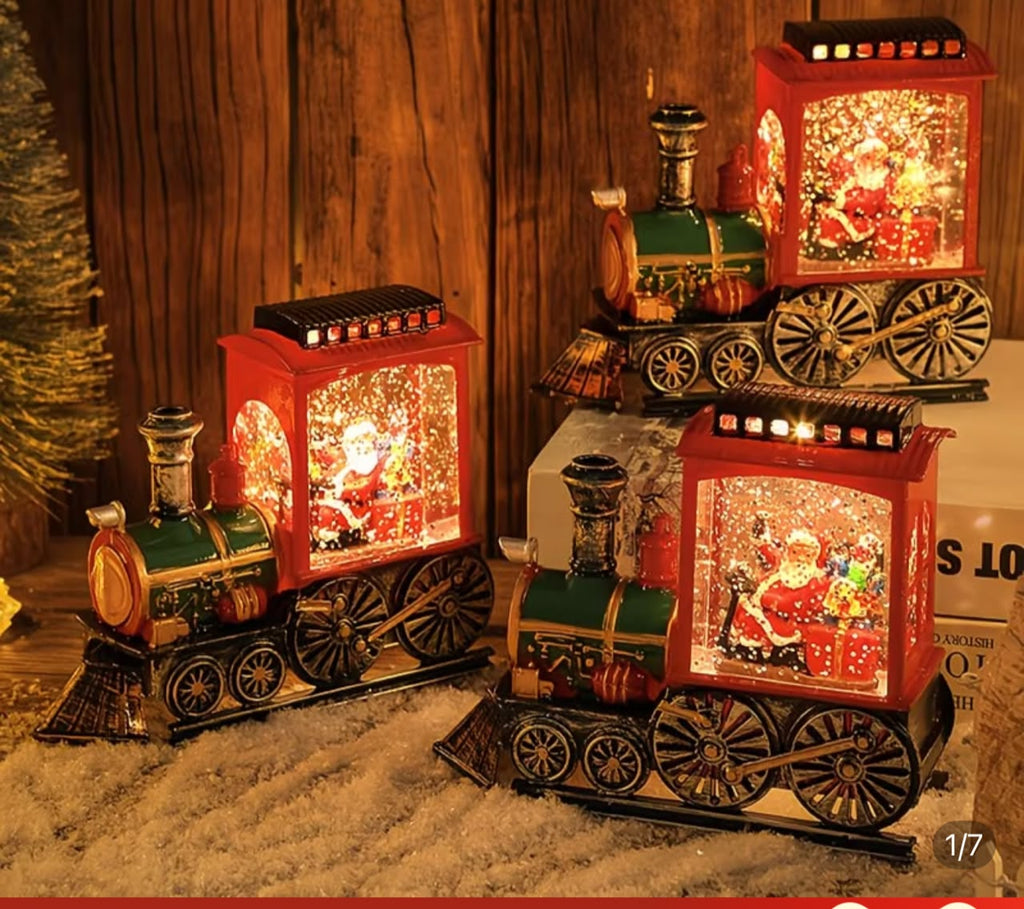 Santa Express Train Glitter Snow Lantern
