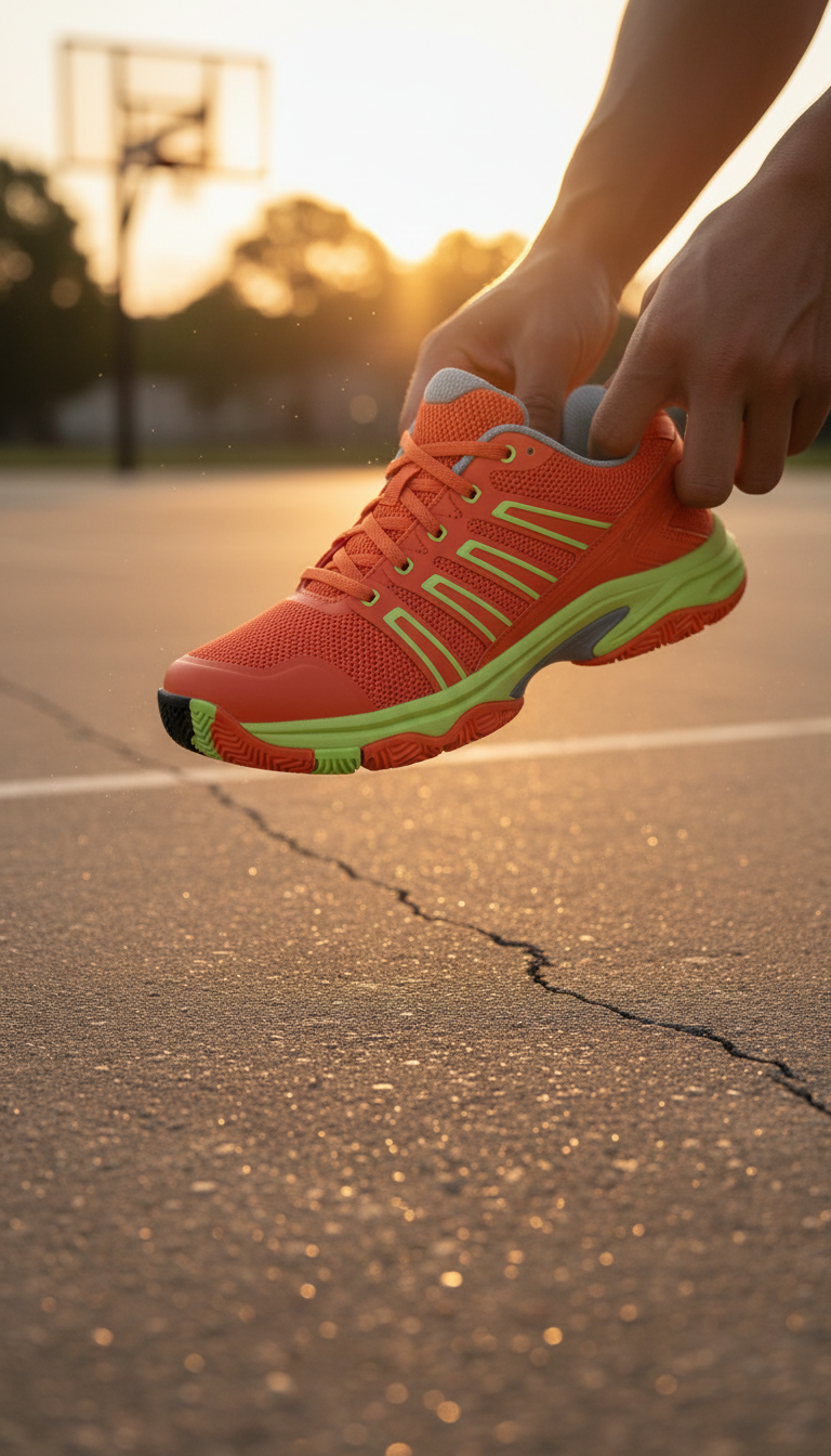 Fiery Orange Athletic Shoe in use