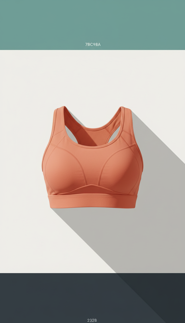Empower Sports Bra - Warm Coral, Default product angle: three-quarter view at mid-torso height, slightly above eye-level...