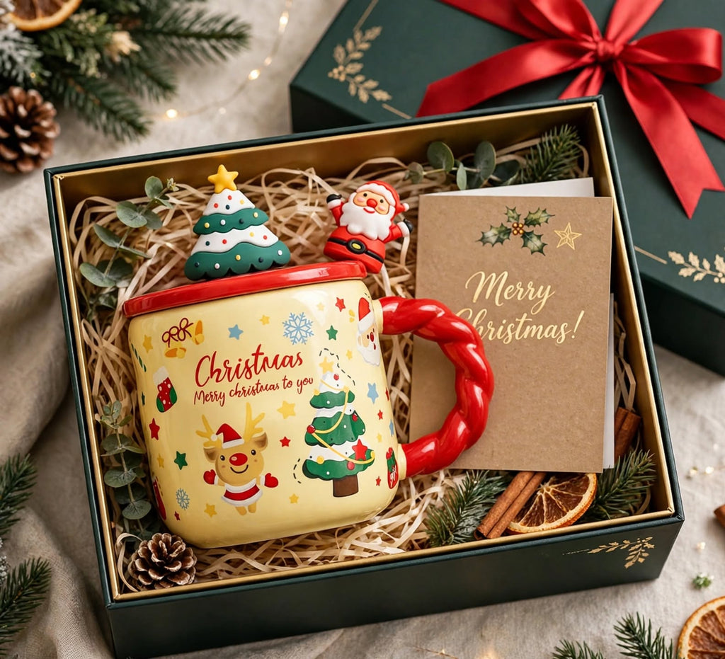 3D Christmas Mug cozy lifestyle - size in hand