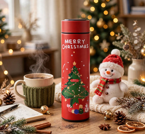 Merry Christmas Thermos Bottle Red Gift Box Set
