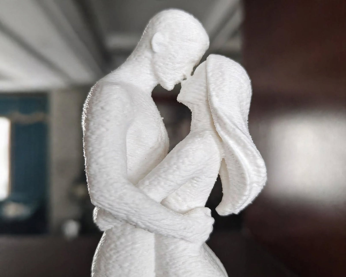 Romantic Couple Statue - size scale with measuring tape, Small 9.5cm Large 18cm