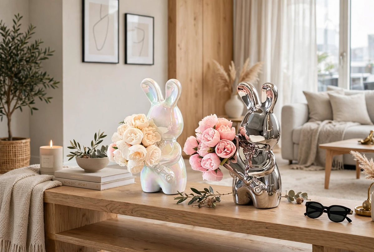 Bunny Flower Vase - lifestyle modern living room console table