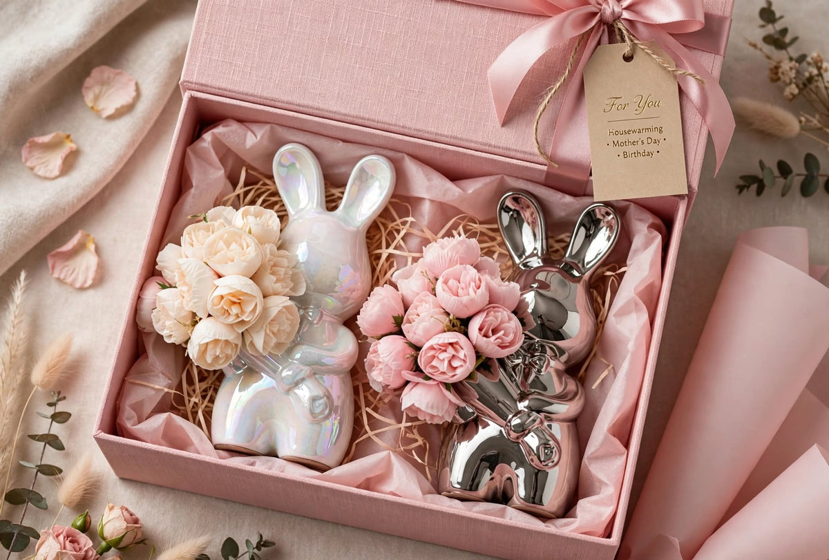Bunny Flower Vase - luxury pink gift box packaging