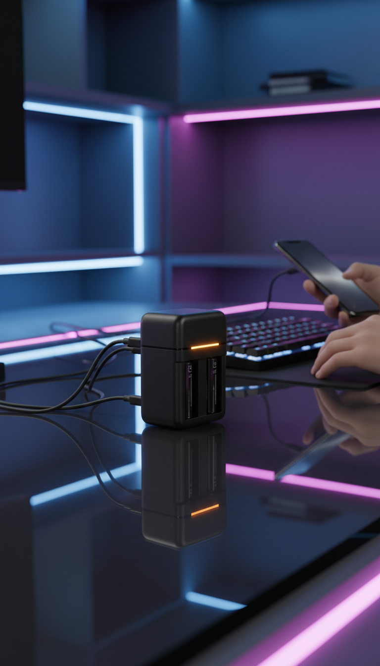 Compact Lithium Battery Charger in use