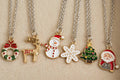 12Pcs Christmas Pendant Necklaces Set - all 6 designs flat lay