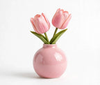 Pastel Mini Ceramic Vases with Faux Flowers – Set of 5