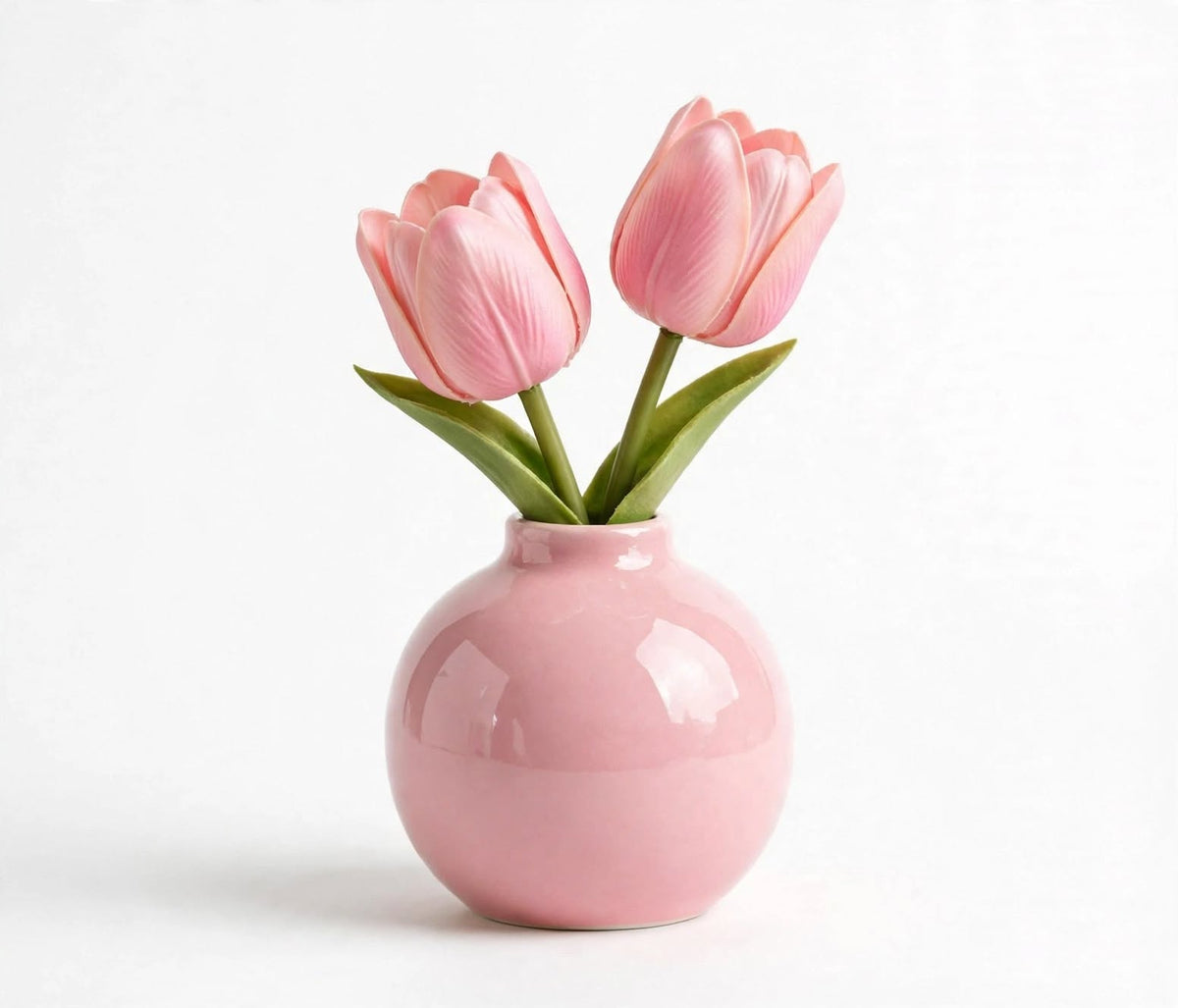 Pastel Mini Ceramic Vases with Faux Flowers – Set of 5