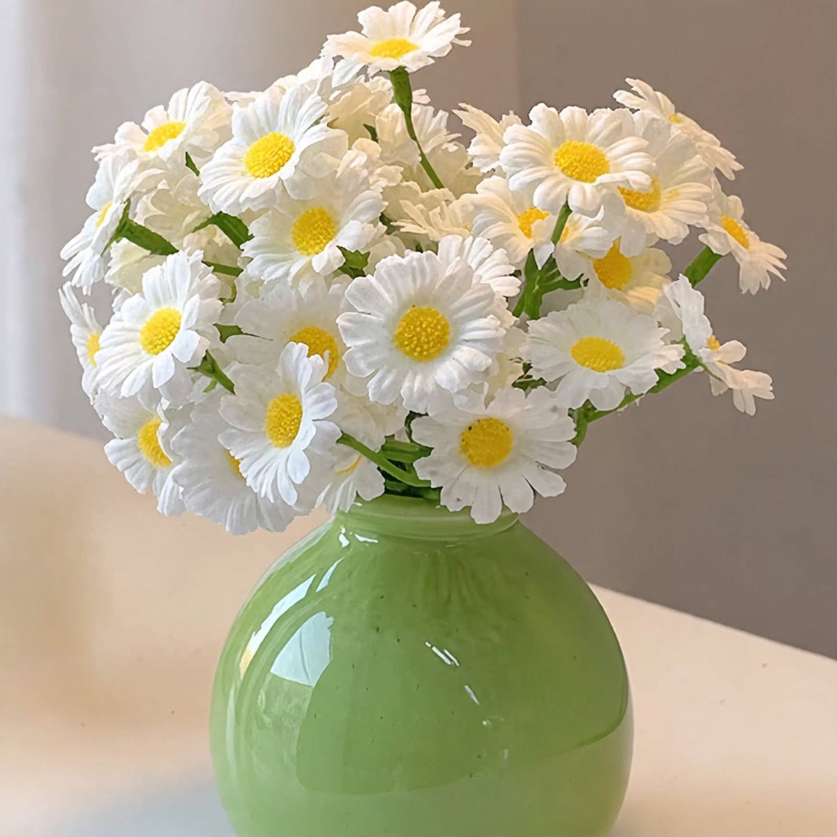 Pastel Mini Ceramic Vases with Faux Flowers – Set of 5