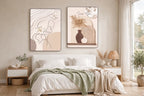 Boho Line Art & Pampas Vase Wall Art Set of 2